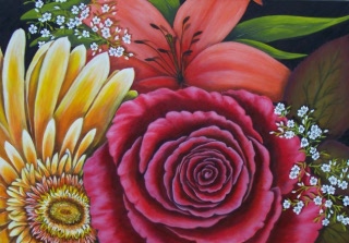 Blumenstrauß 70x100 Acryl auf Leinwand